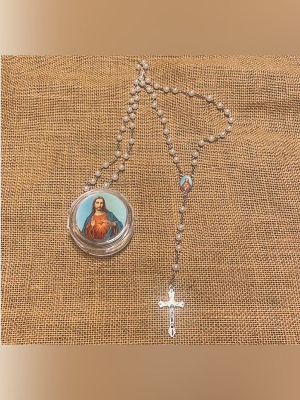 Catholic sacred Heart rosary in case box New religious cross Prayer unisex